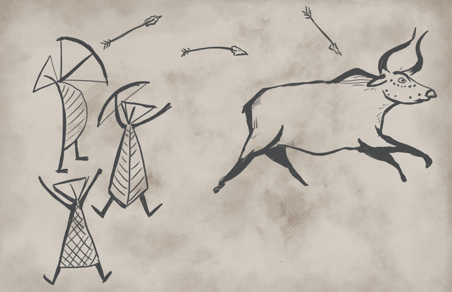 Jagt på urokse med bue og pil i stenalderen